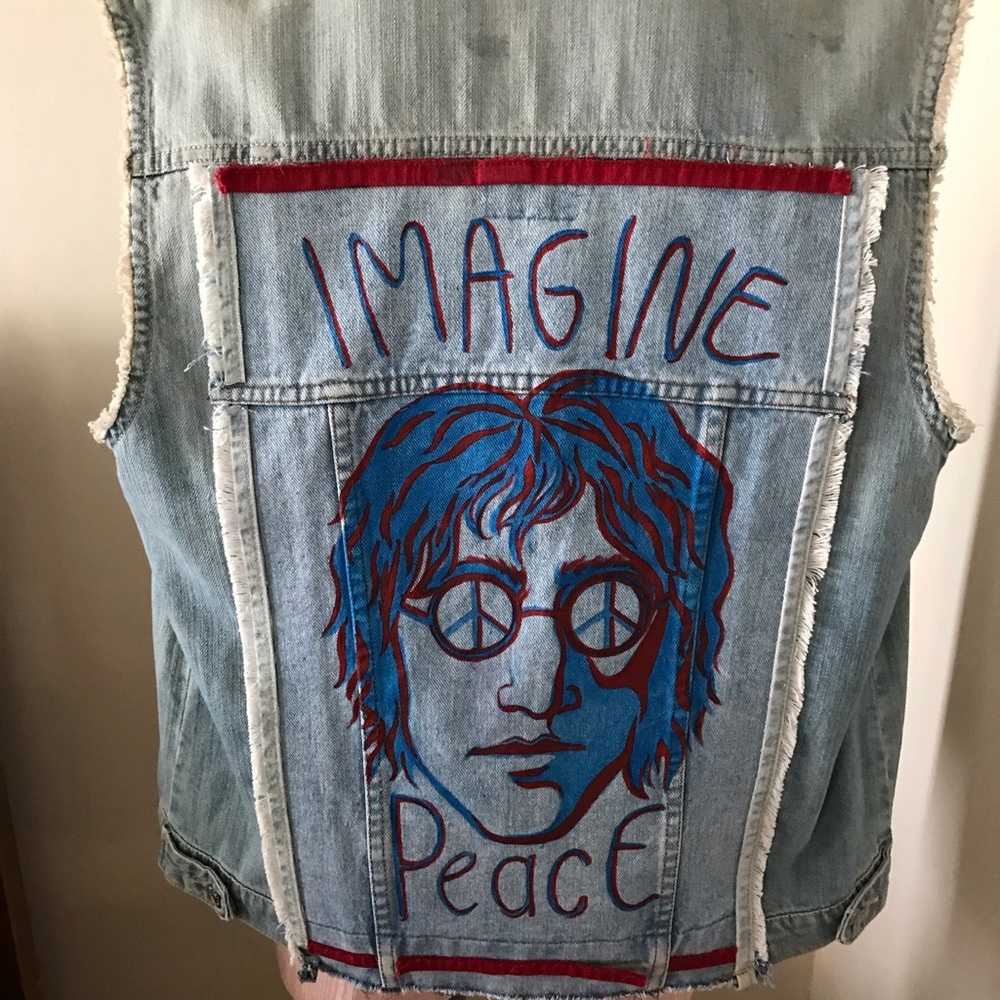 Imagine Peace Blue Denim Wall Art